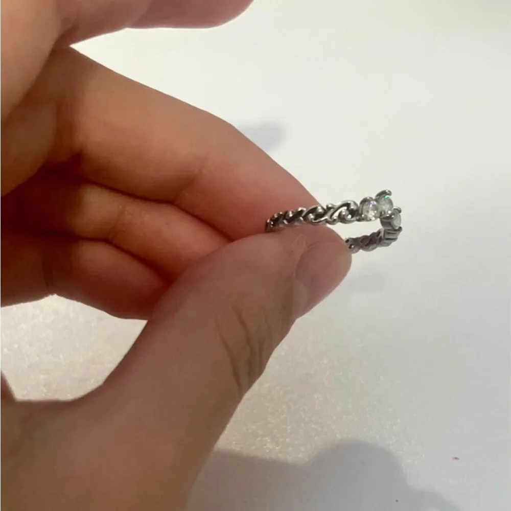 Pandora Silver Floral Ring with Clear Stones - Picture 2 of 3